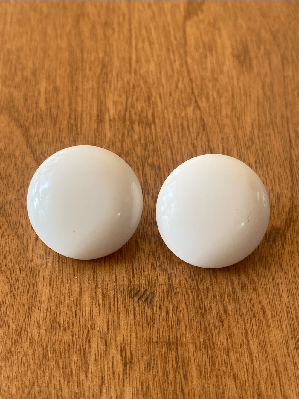 Vintage White Round Dome acrylic Button clip Earrings
